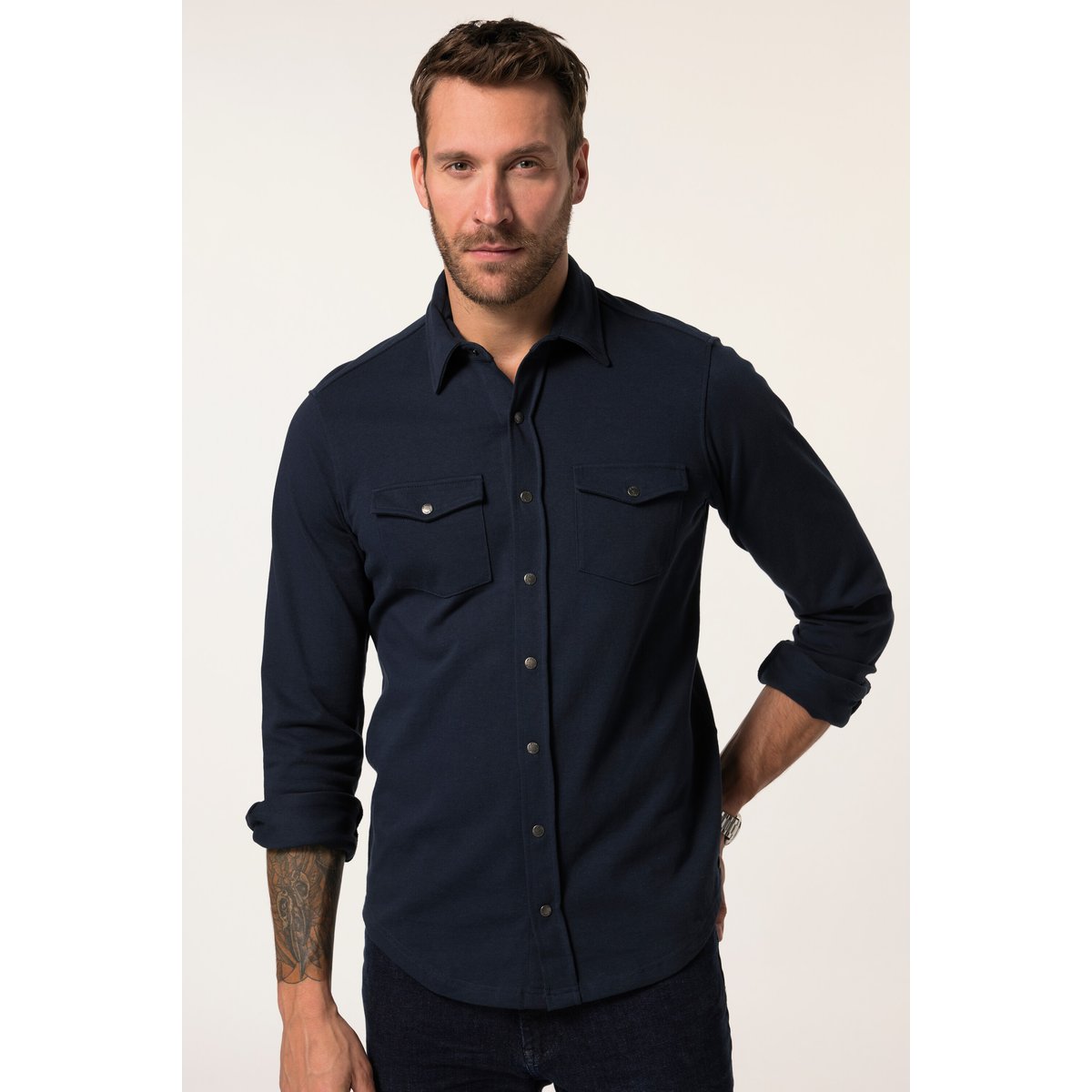 Chemise en molleton bleu marine, JP1880