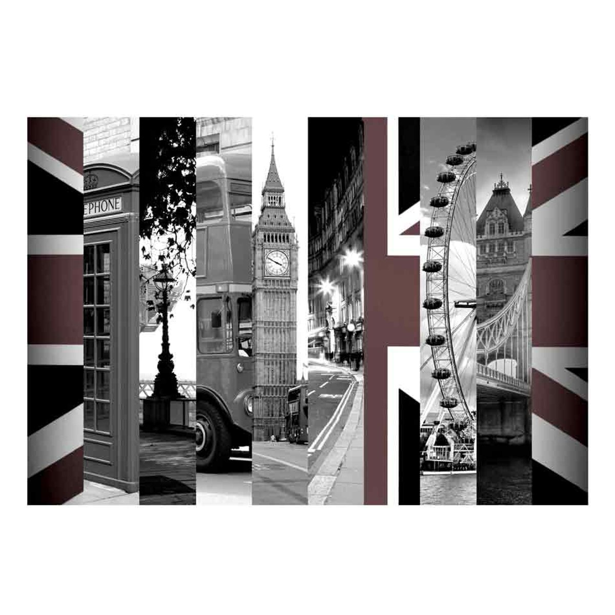 Papier peint intissé panoramique Ville et Architecture London symbols noir, EDEN