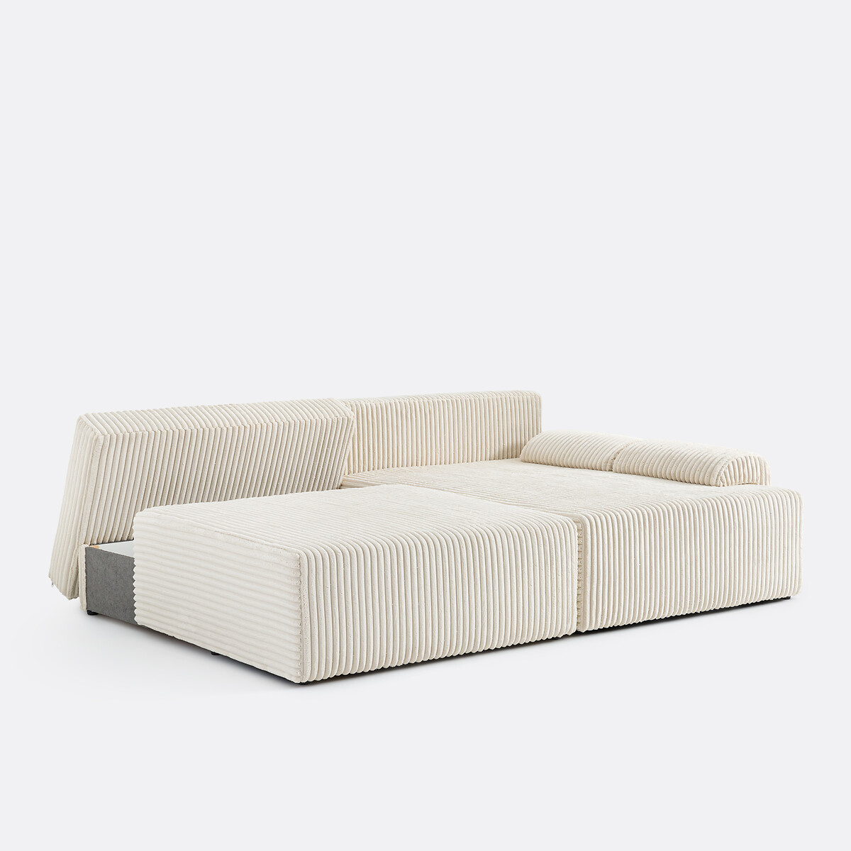 Canapé d'angle convertible avec coffre, en velours côtelé XL, MAONA ecru, LA REDOUTE INTERIEURS