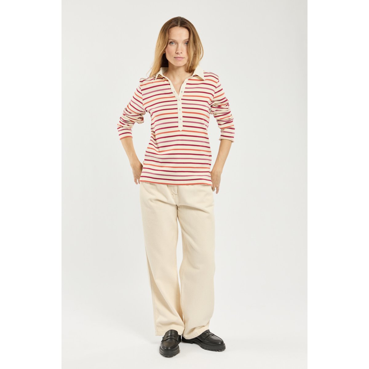 Polo Baïla - coton épais nature/betterave/rust/viol, ARMOR-LUX