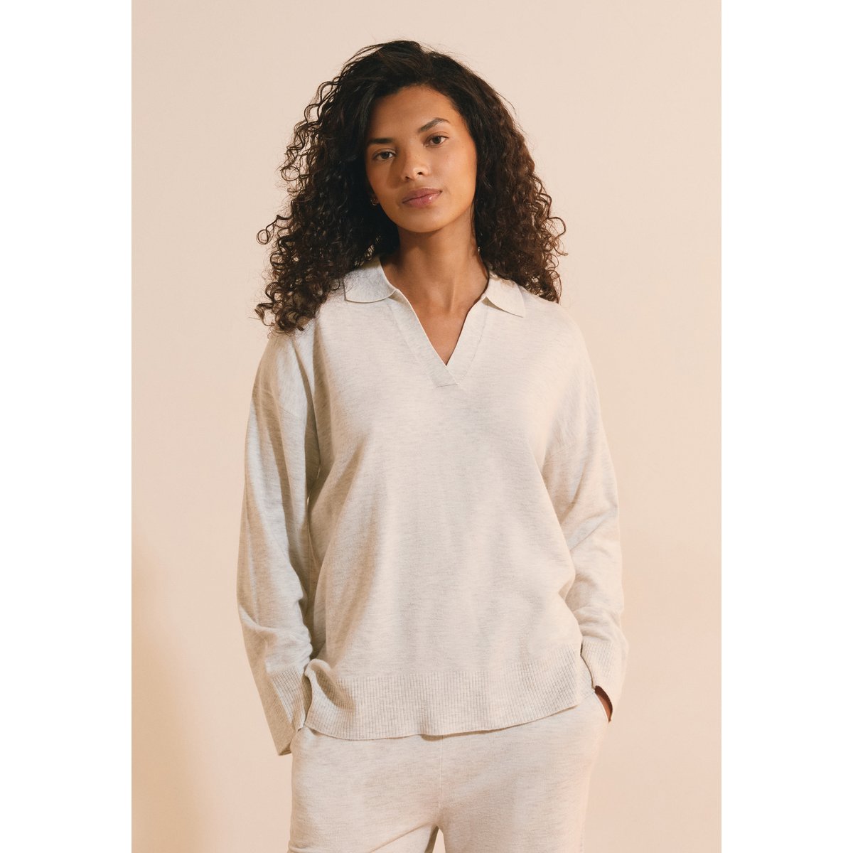Pull de pyjama avec col polo BRIELA gris, ETAM