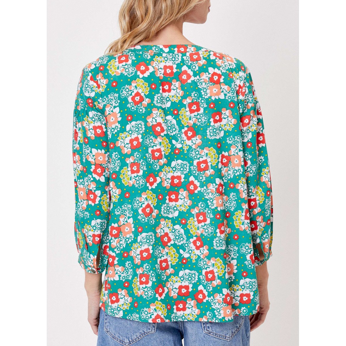 Blouse fluide col V boutonné CLARA vert muguet, PRINCESSE NOMADE