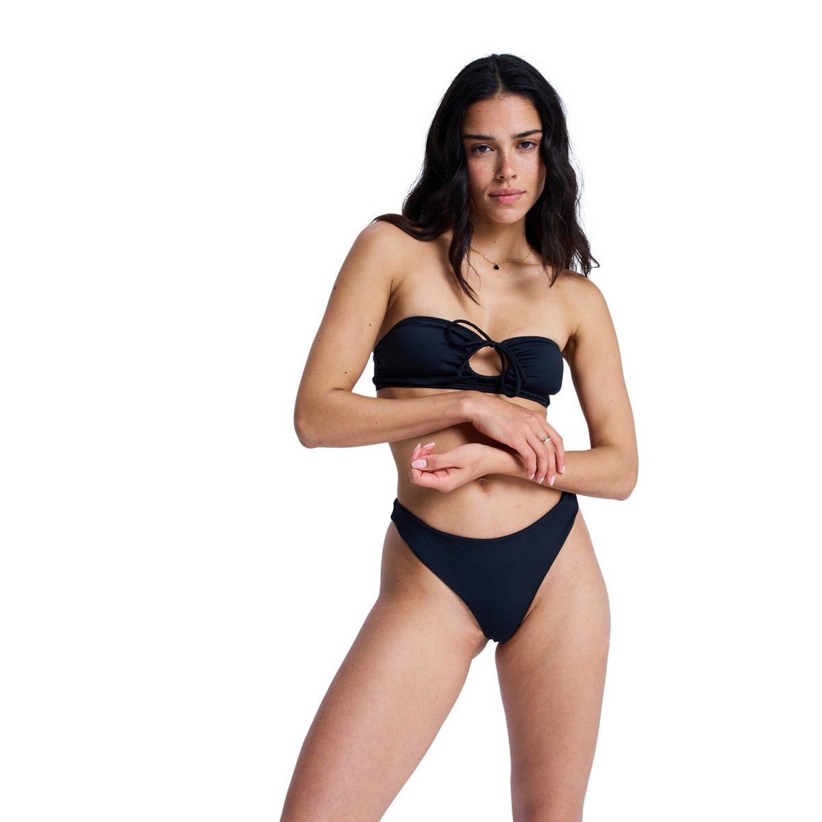 Bas de maillot de bain culotte bikini échancré SOLID ESSENTIALS TANGA. noir anthracite, ROXY