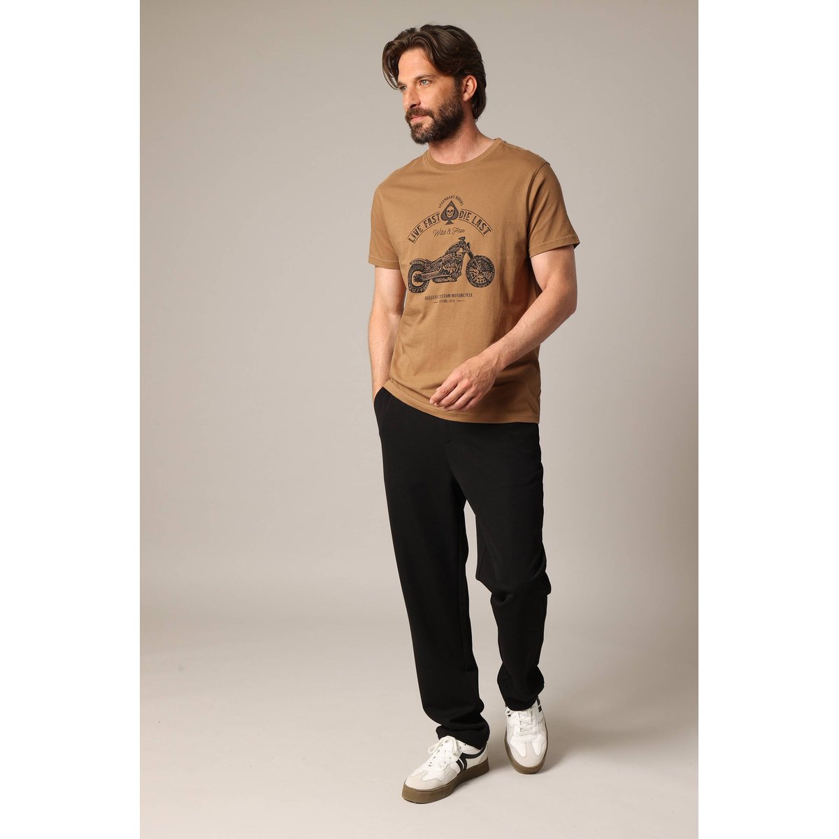 T-shirt 100% coton avec imprimé moto PARK mocha, DEELUXE