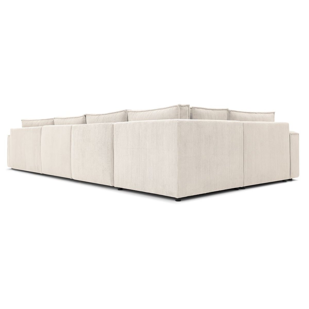 Canapé modulable 6 places en velours côtelé, NIHAD beige, BOBOCHIC