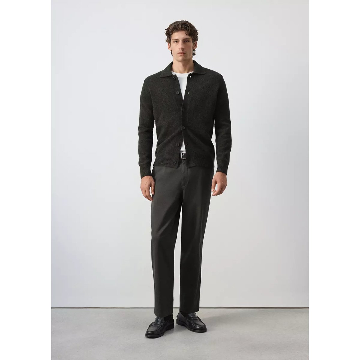 Pantalon coupe relaxed 100% coton café, MANGO MAN