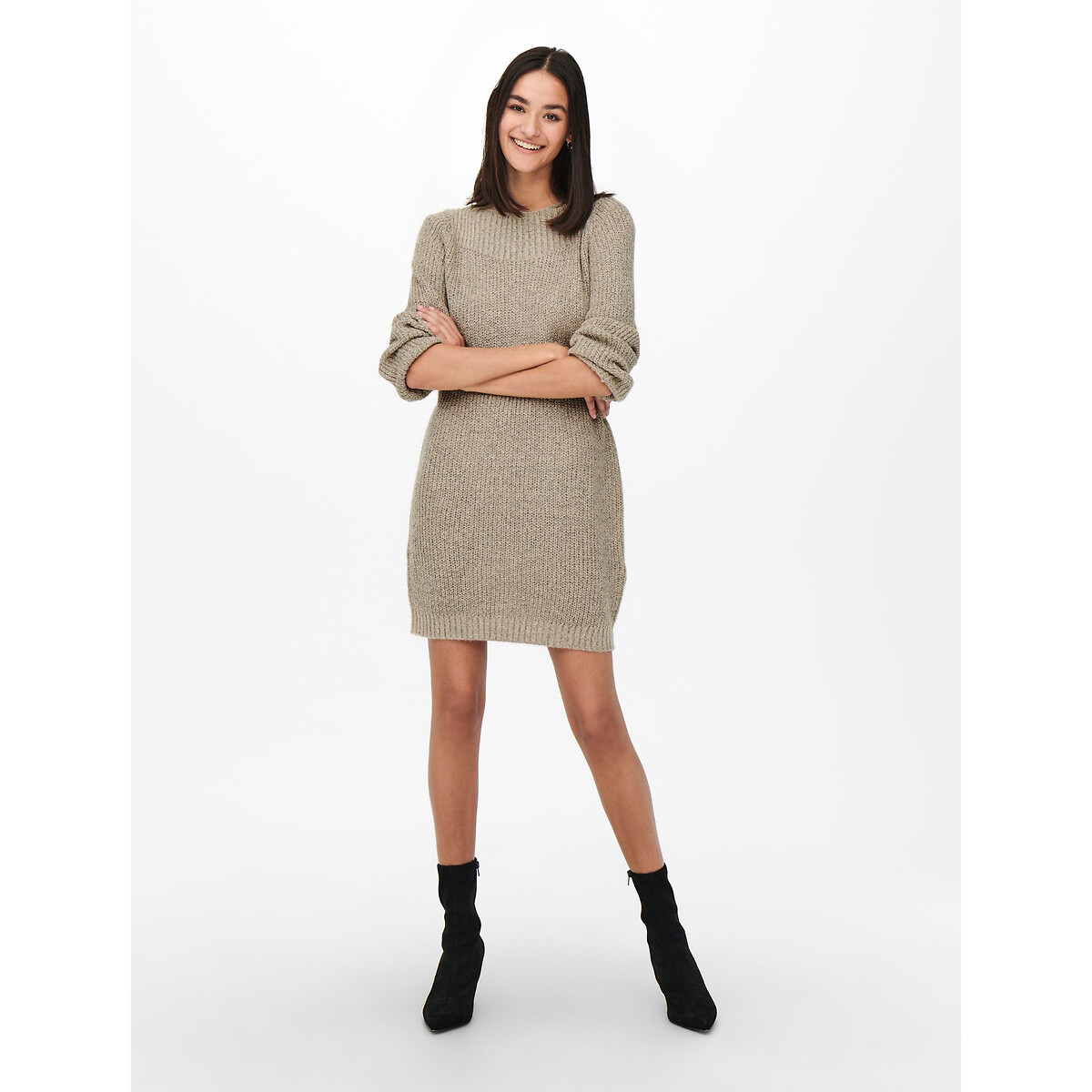 Robe pull, col bateau beige, JDY