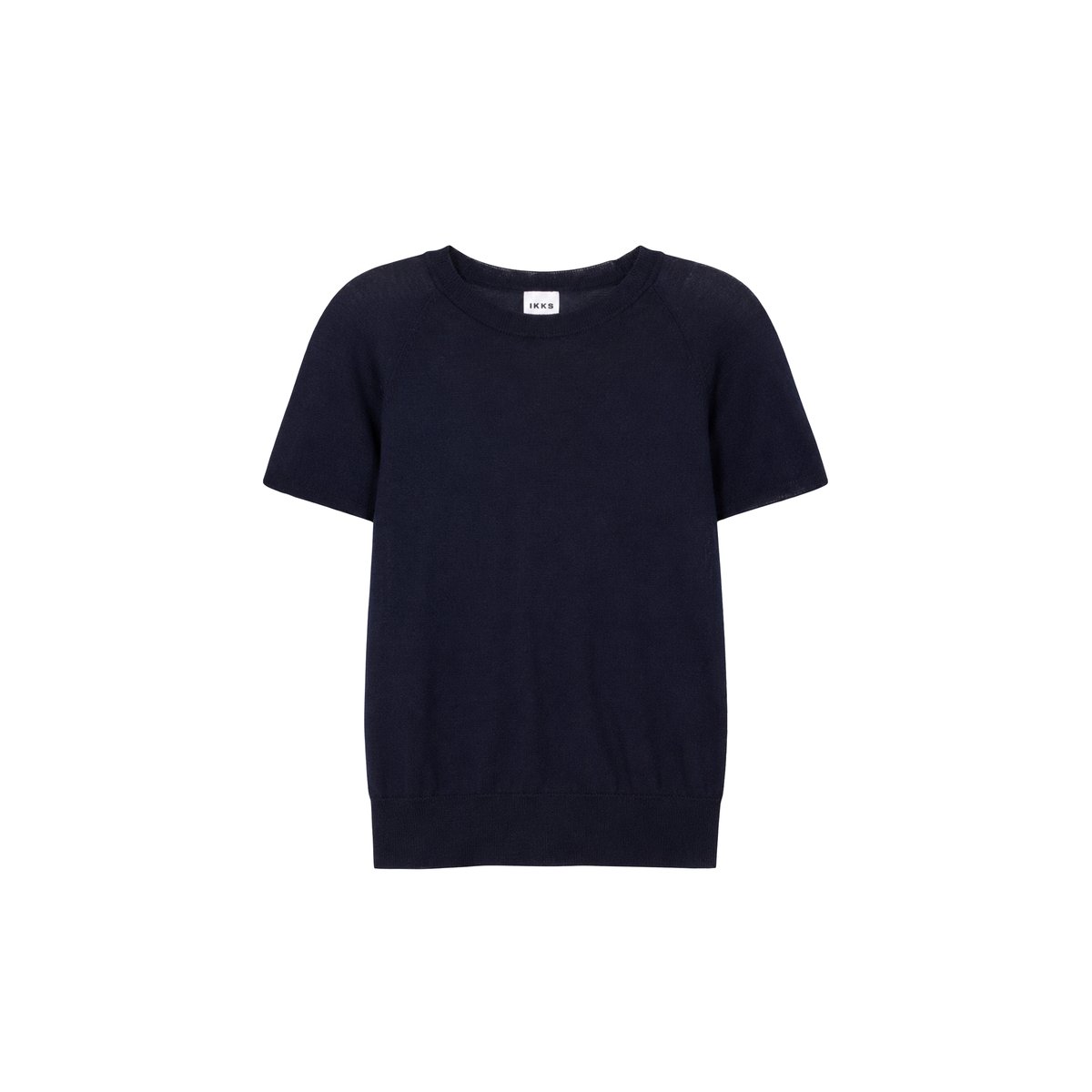 Pull manches courtes tricot en laine bleu marine, IKKS