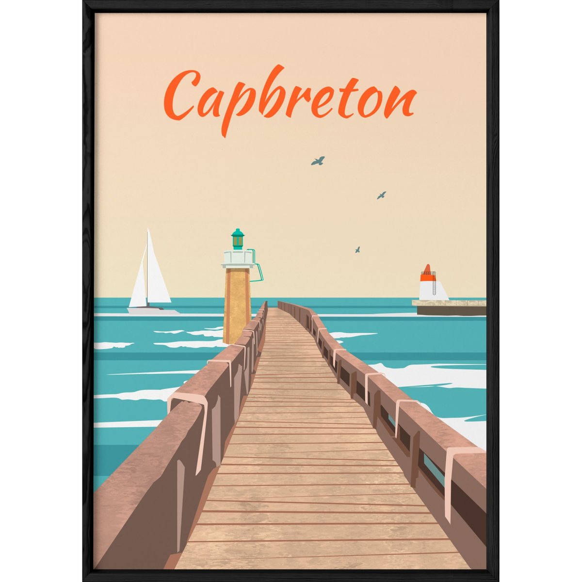 Affiche ville Capbreton blanc, L'AFFICHERIE