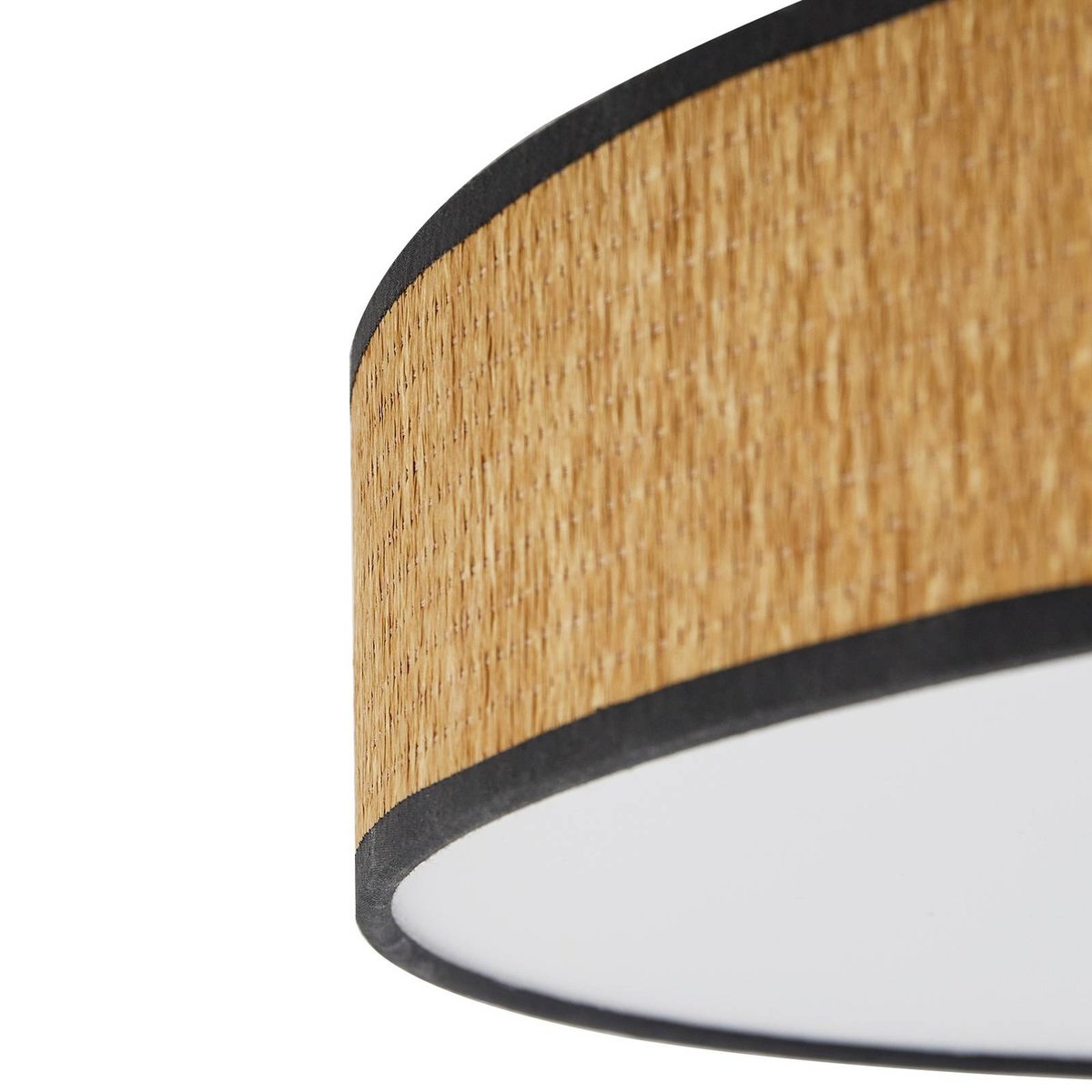 Plafonnier en bois moderneLED, Jutis bois clair, blanc, LINDBY