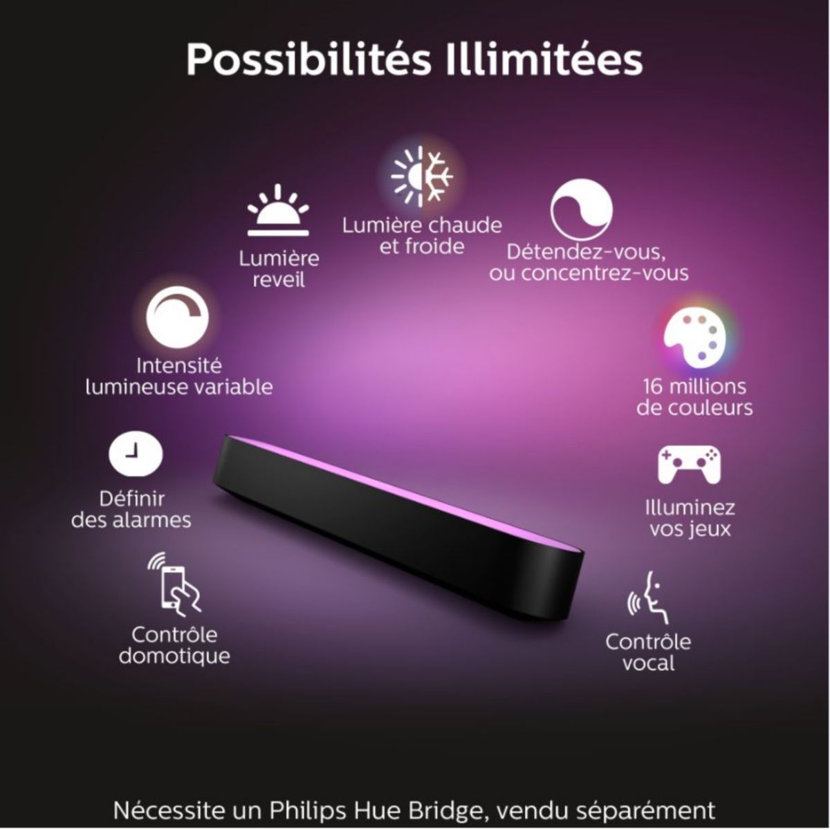 Lampe connectée Play White&Color Ambiance couleur unique, PHILIPS HUE