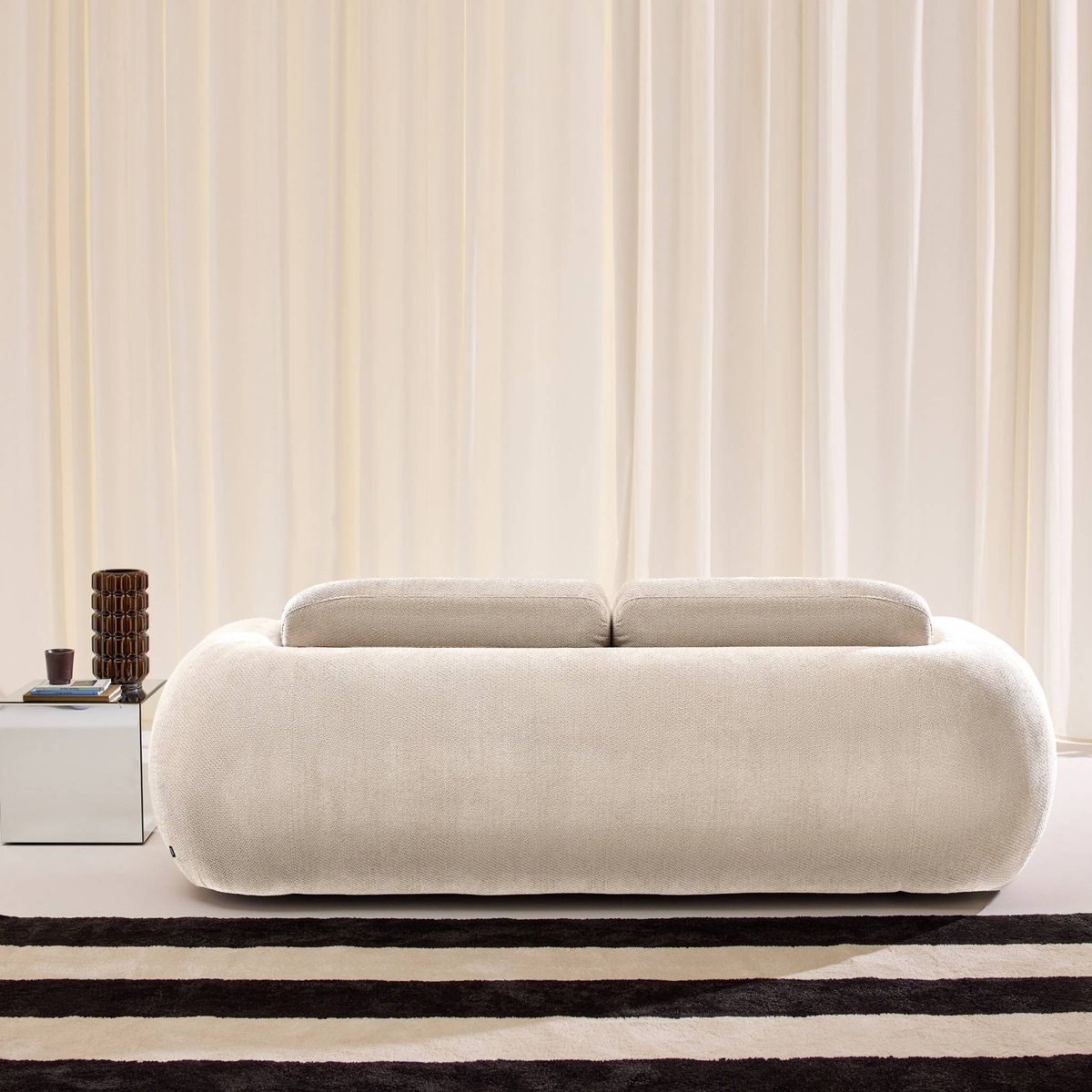 Canapé 3 places tissu chenille CLOUD blanc, SWEEEK
