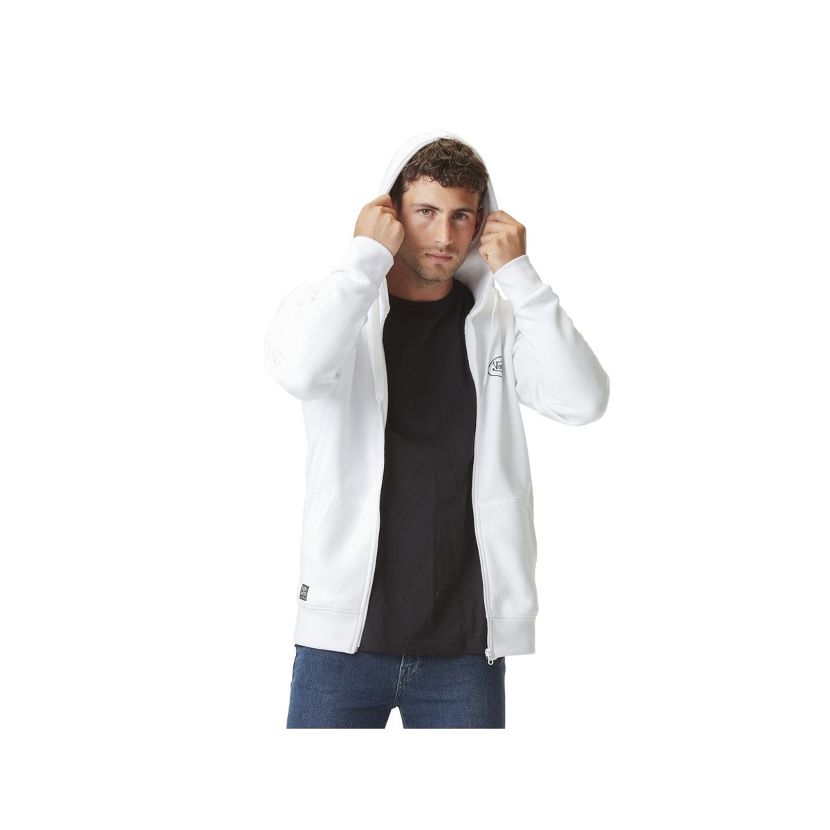 Sweat à capuche zippé Slimane blanc, VON DUTCH