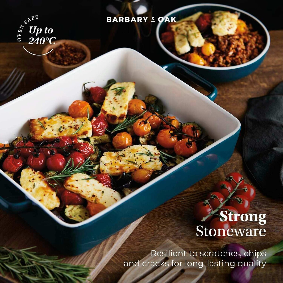 38cm Nattura Rectangular Roasting Dish teal, BARBARY & OAK