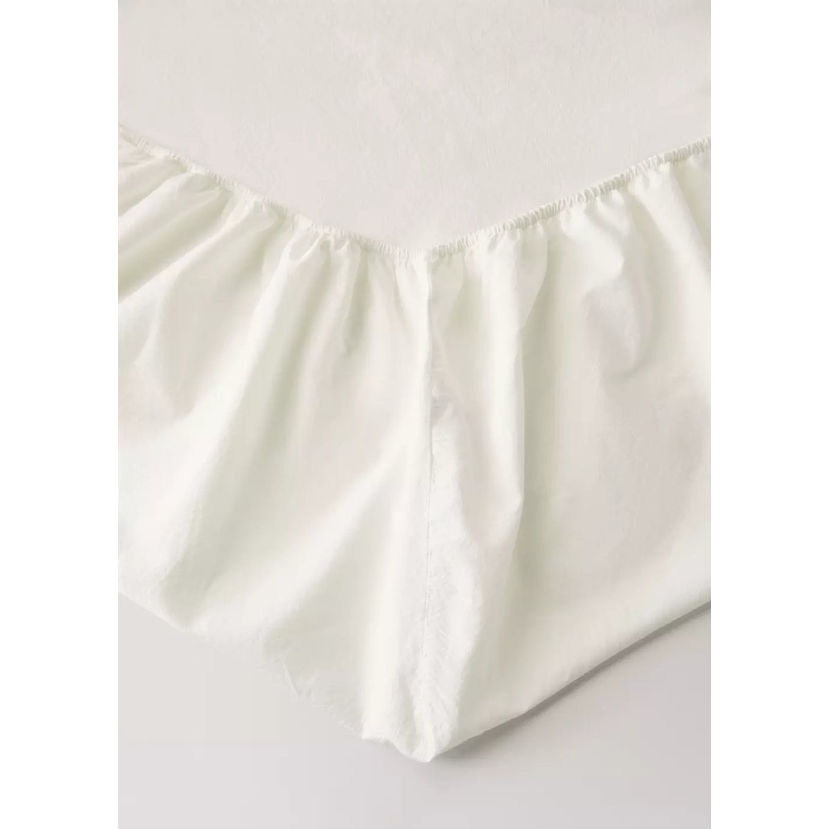 Drap-housse coton garment-wash  lin lit 135/140 cm blanc cassé, MANGO HOME