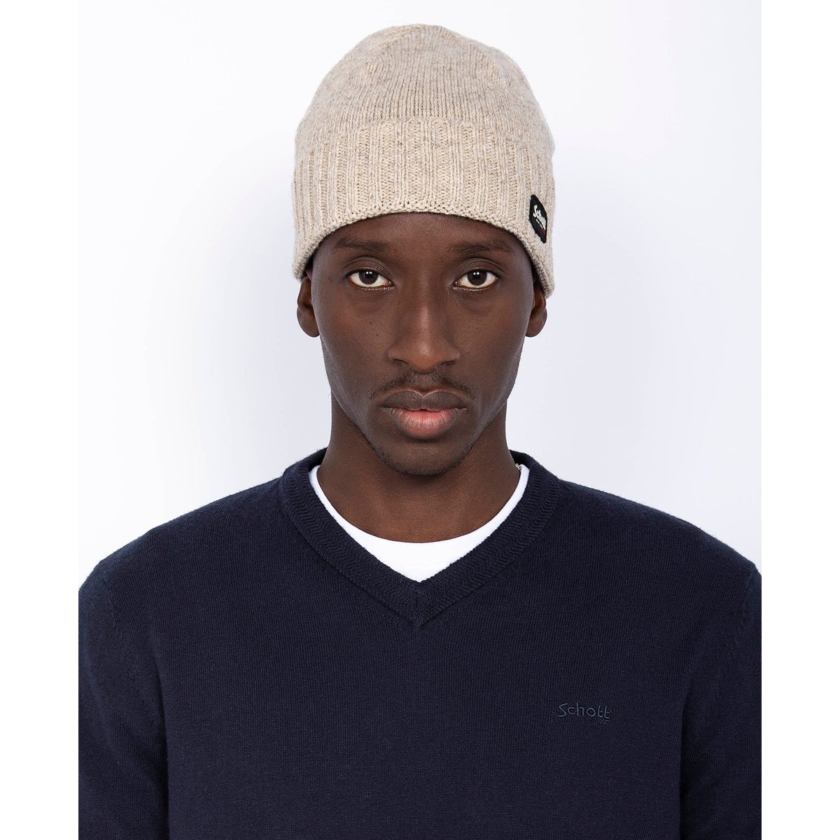 Pull En Coton Et Laine Pl Beal 2 bleu marine, SCHOTT