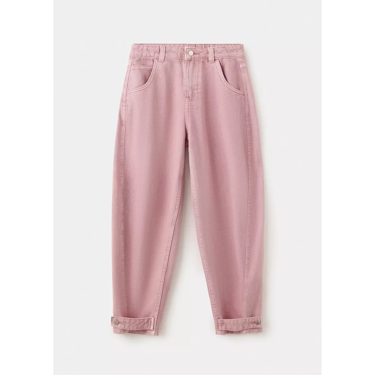 Jean ballon ourlet ajustable rose, MANGO KIDS