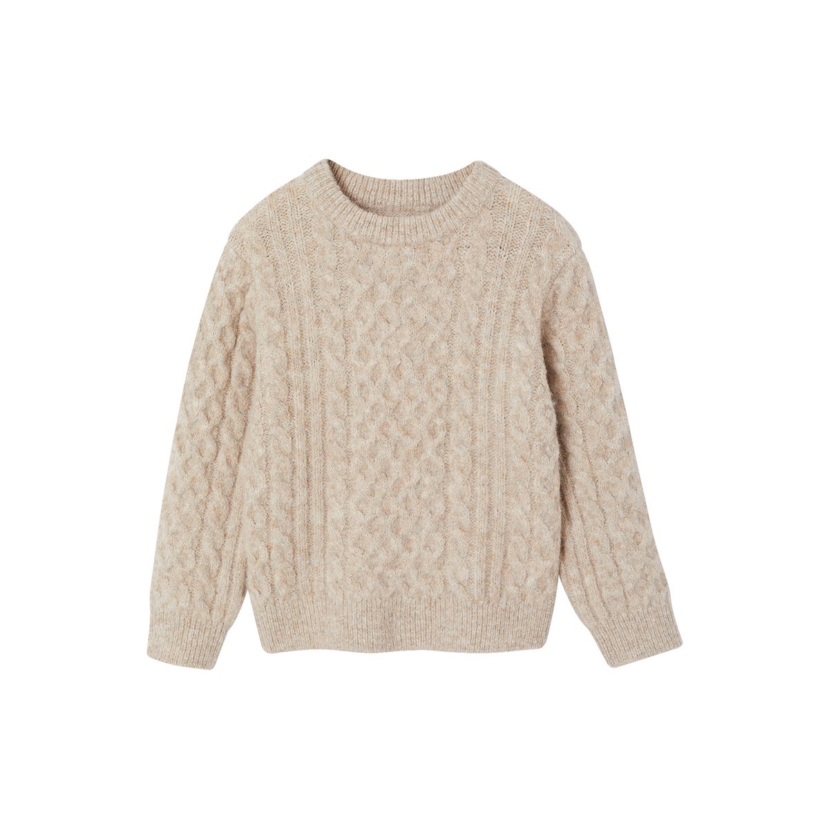 Pull manches longues col rond beige chiné, VERTBAUDET