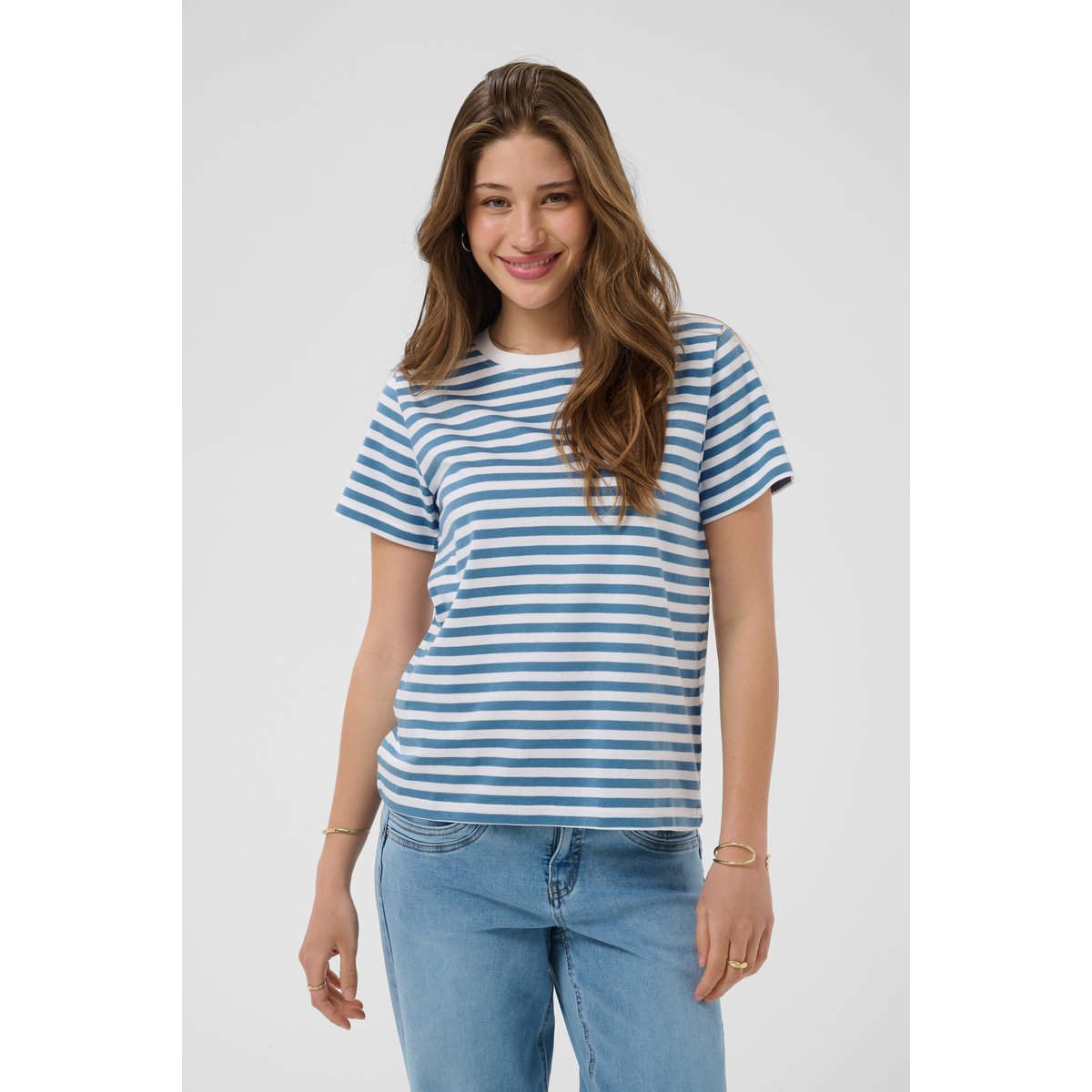 T-shirt à manches courtes bleu blue heaven stripe, CREAM