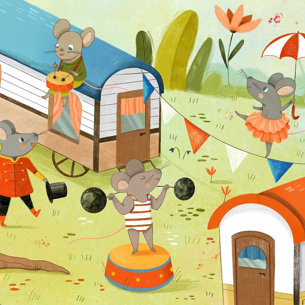 Affiche enfant roulottes de cirque affiche seule, HEXOA
