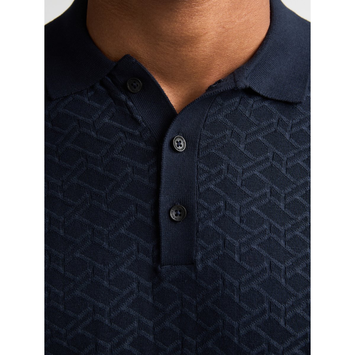 Pull Polo en maille cactus bleu navy blue, PETROL INDUSTRIES