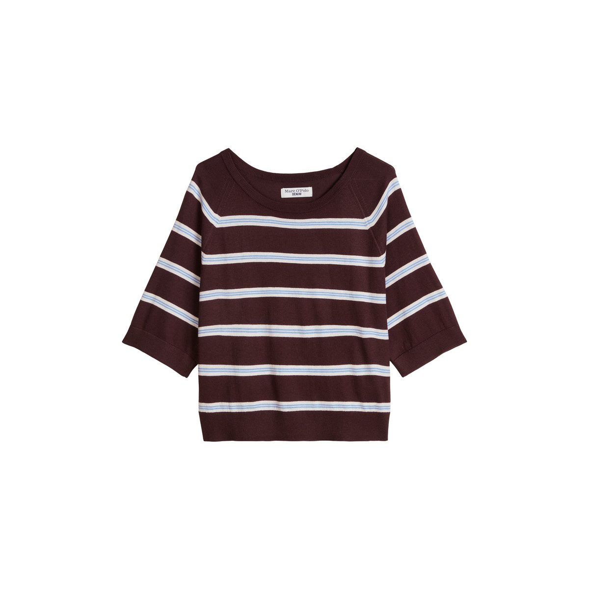 Pull à manches courtes relaxed en doux mélange de coton organique et de modal marron, MARC O’POLO DENIM