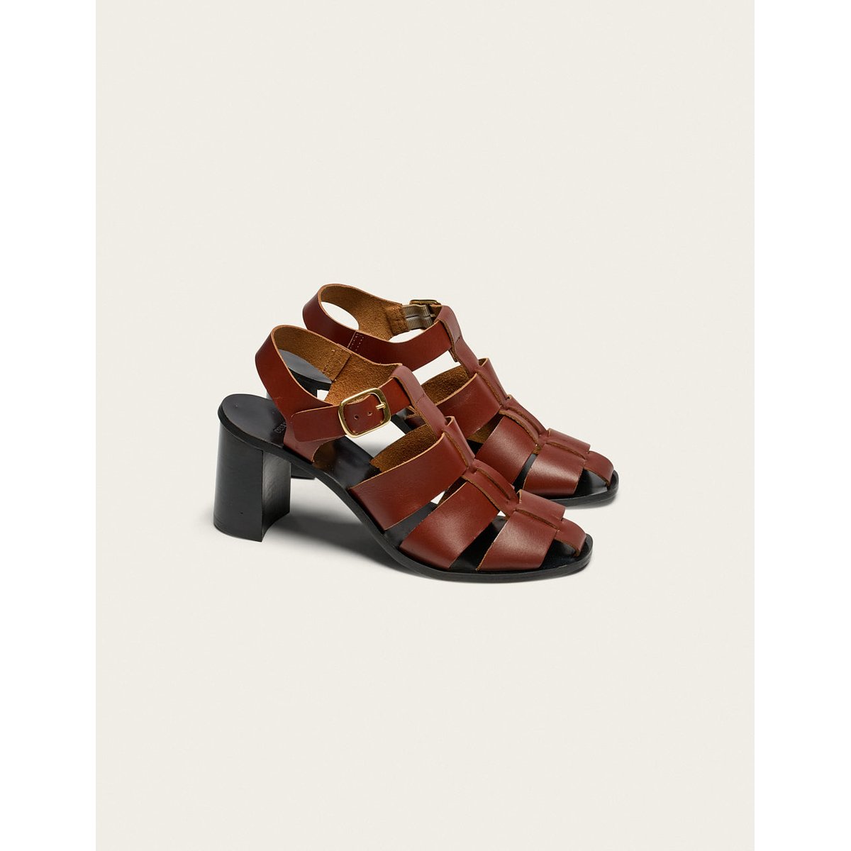 Sandales à talons FLANGO cuir acajou, ODAJE