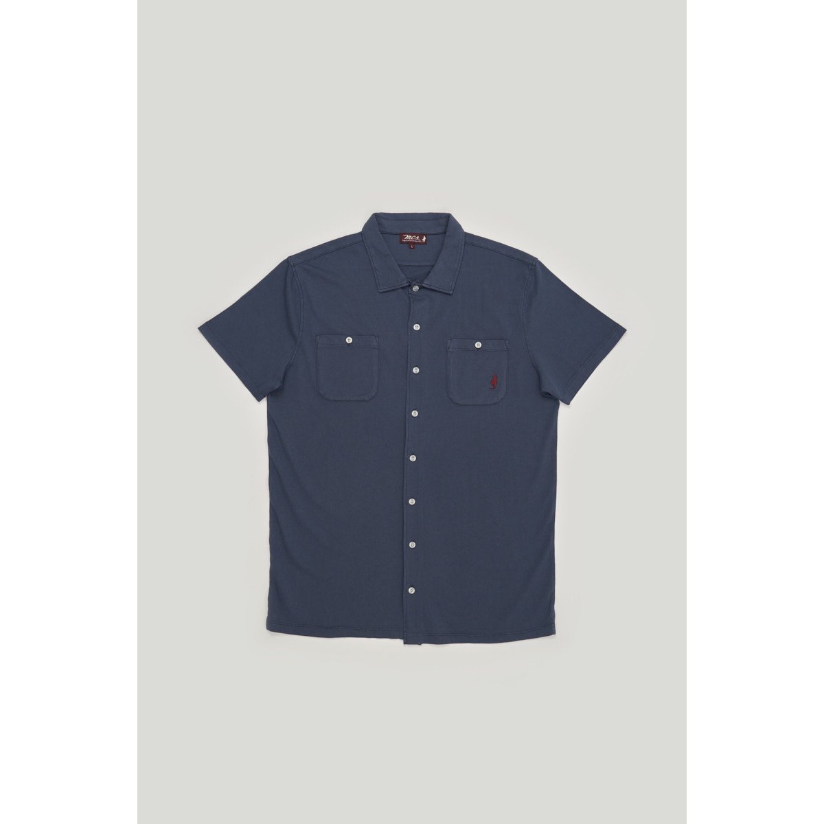 Polo façon chemise en jersey bleu marine, MCS