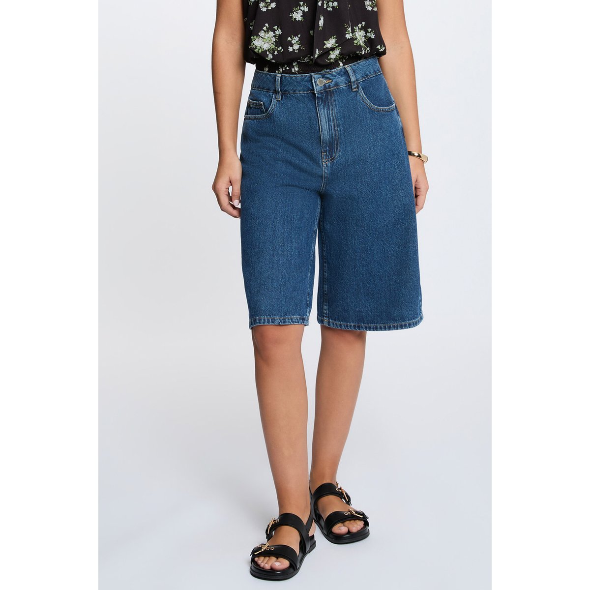 Bermuda taille haute denim brut, MORGAN