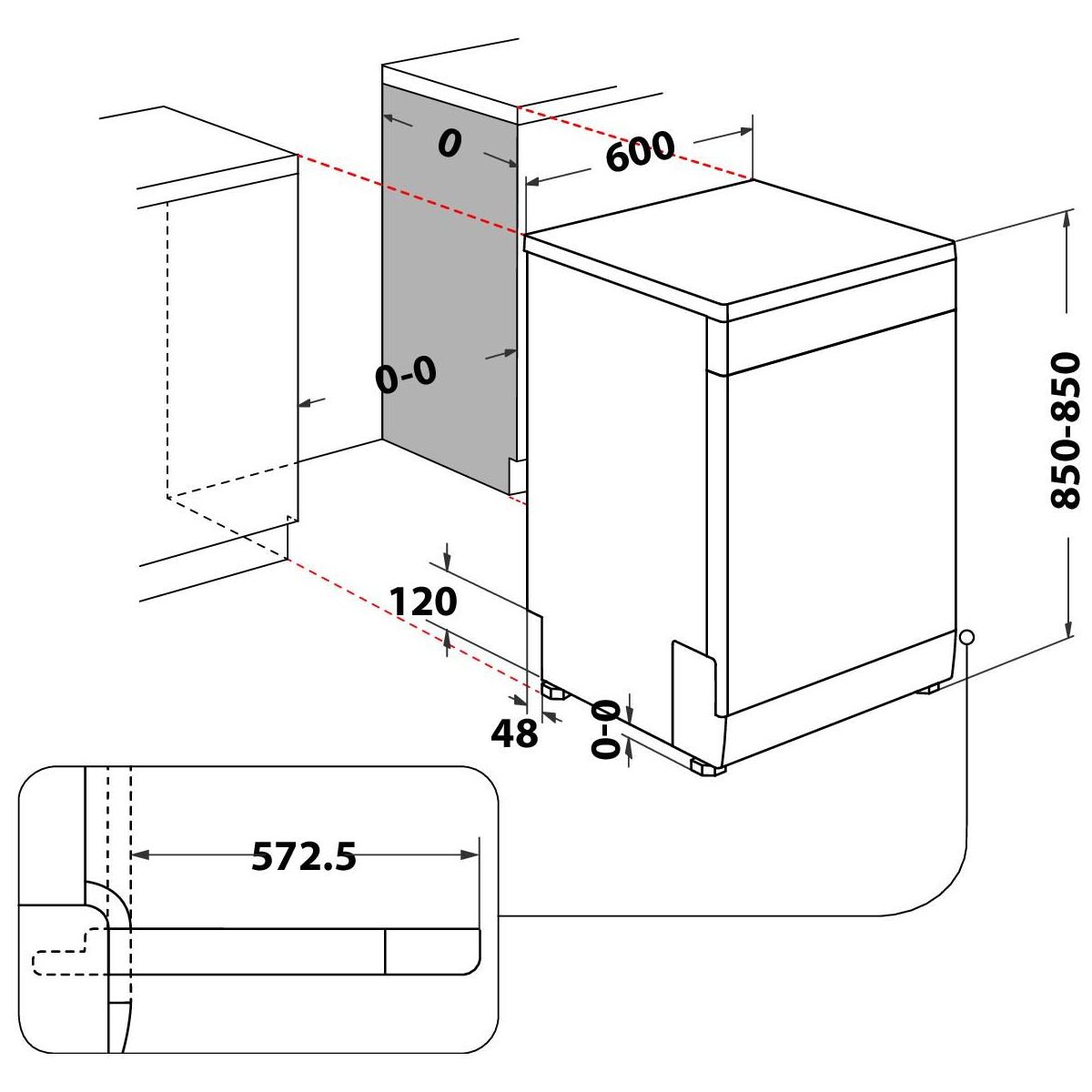 Lave vaisselle 60 cm I0FD561W couleur unique, INDESIT