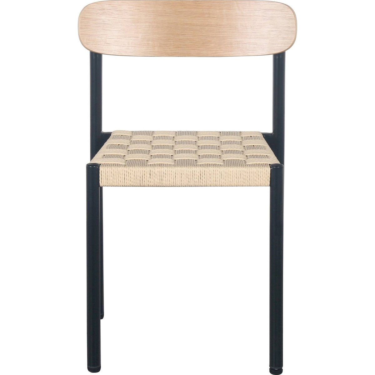 Chaise assise tressée collection HUMALPA chêne naturel et beige avec structure noire, RECOLLECTION