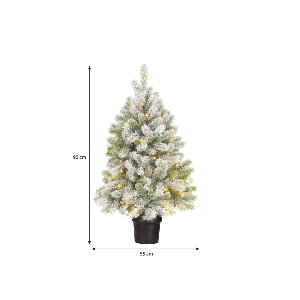 Sapin de Noël artificiel enneigé avec LED H90 cm NAGOYA vert, BLACK BOX TREES