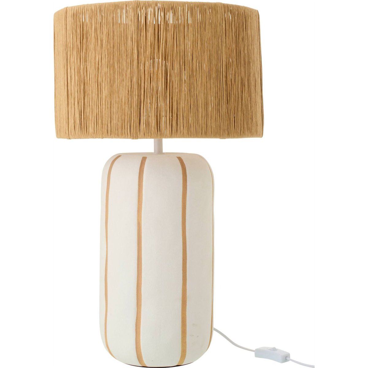 Lampe de table lignée en céramique naturel et blanc, RECOLLECTION