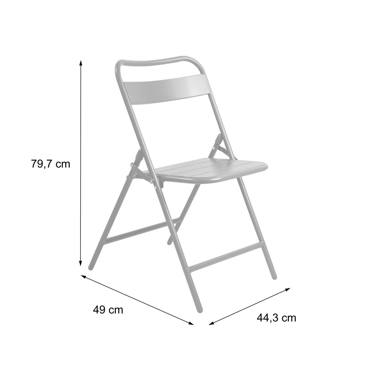 Chaise de jardin pliante acier (lot de 4) AMÉLIA anthracite, SWEEEK