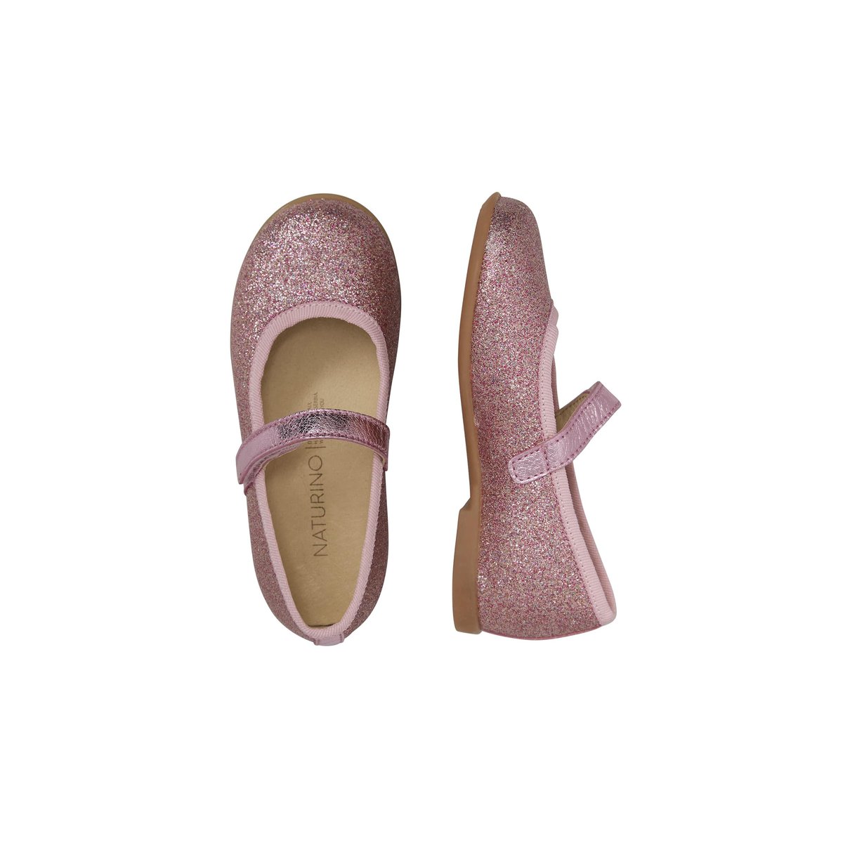 Ballerines en cuir avec paillettes ELANA rose, NATURINO