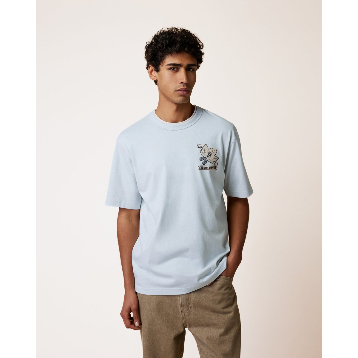 T-shirt en maille bleu clair, FAGUO