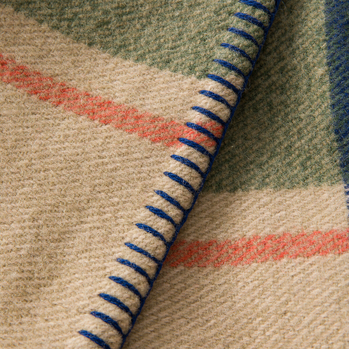 Plaid à carreaux en laine, Kaspi carreaux marine, AM.PM