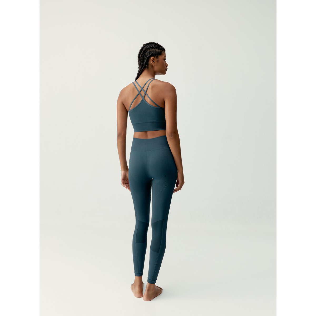 Brassière de sport femme Keren maintien élevé bretelles coussinets amovibles bleu gris tempête, BORN