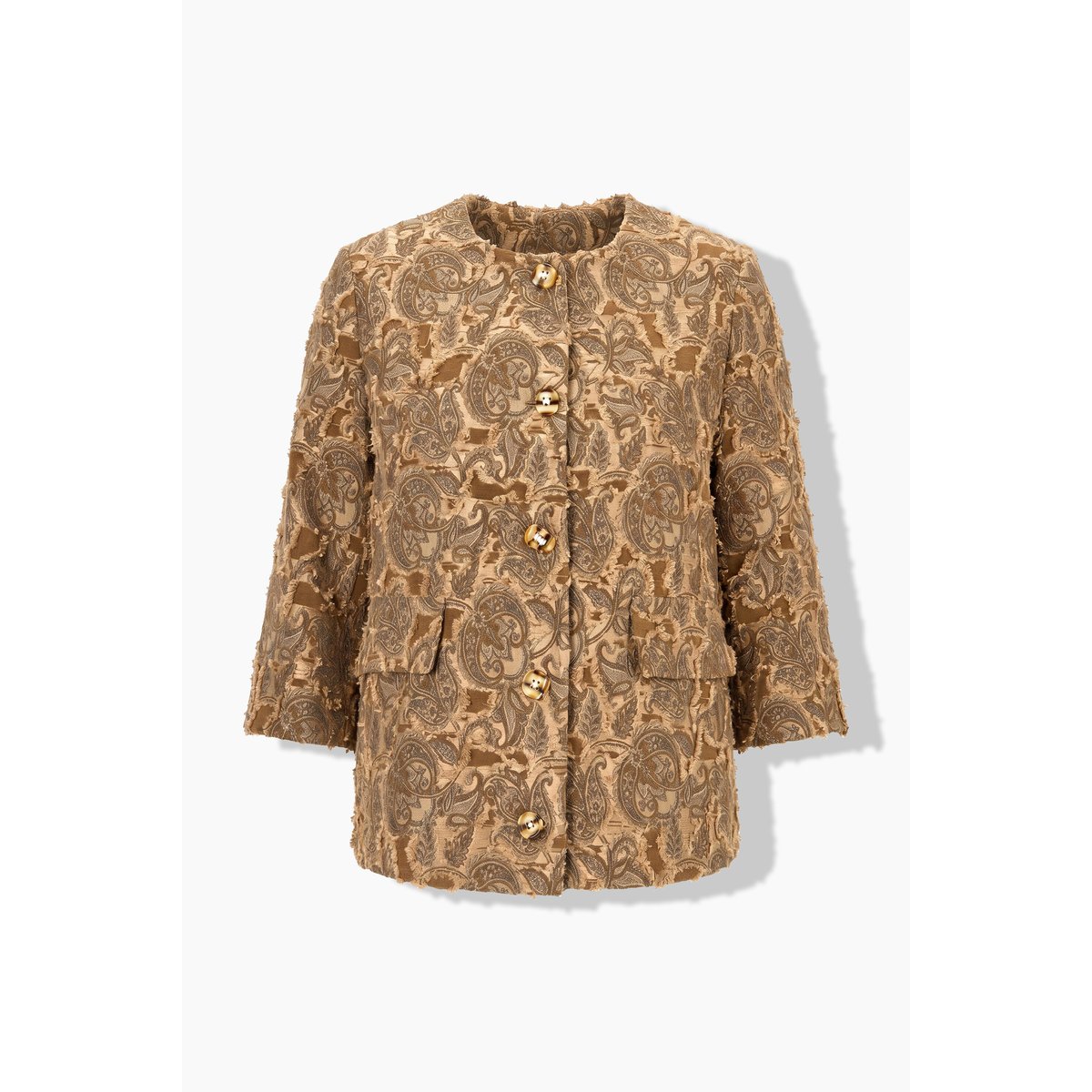 Veste motif jacquard caramel, ULLA POPKEN