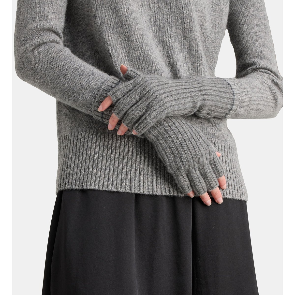 Mitaines sandrine en cachemire gris clair, GALERIES LAFAYETTE