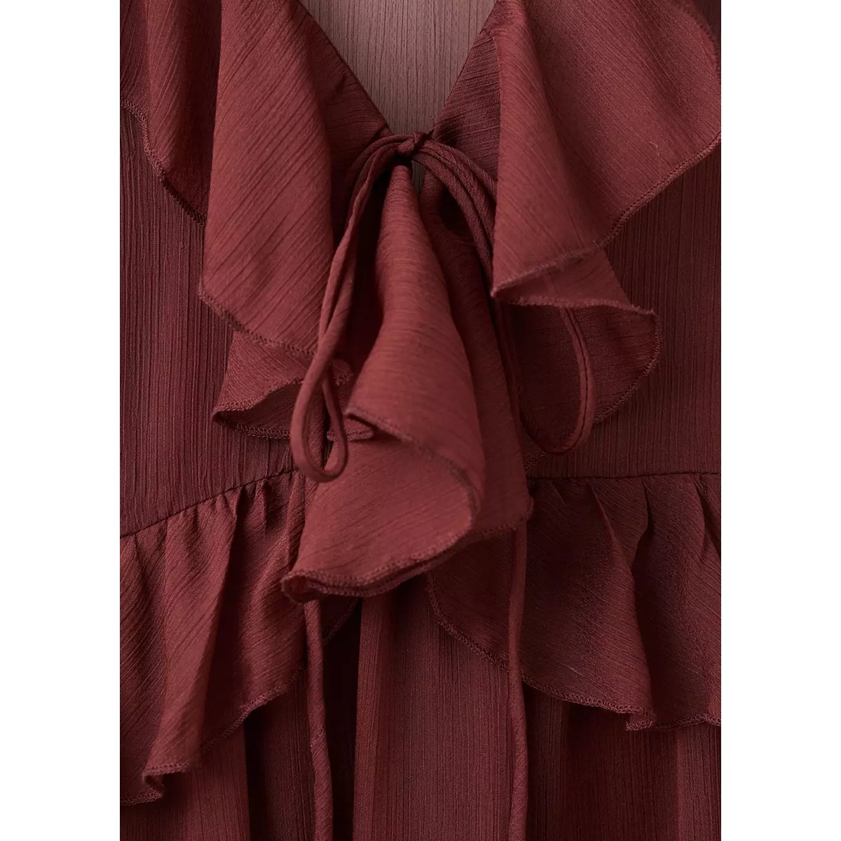 Robe manches bouffantes marron, MANGO