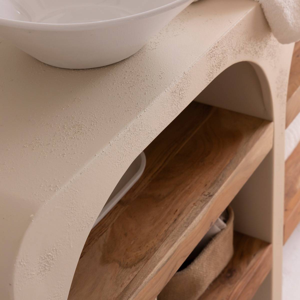 Meuble sous vasque en bois d'ingénierie DALVA blanc, MADE IN MEUBLES 