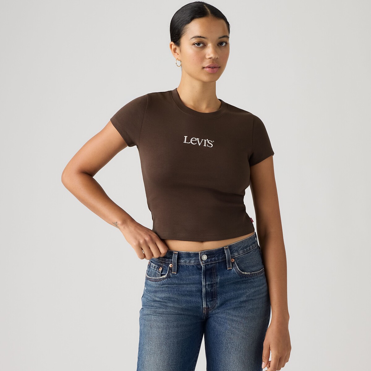 T-shirt corta maniche corte scollo rotondo marrone, LEVI'S