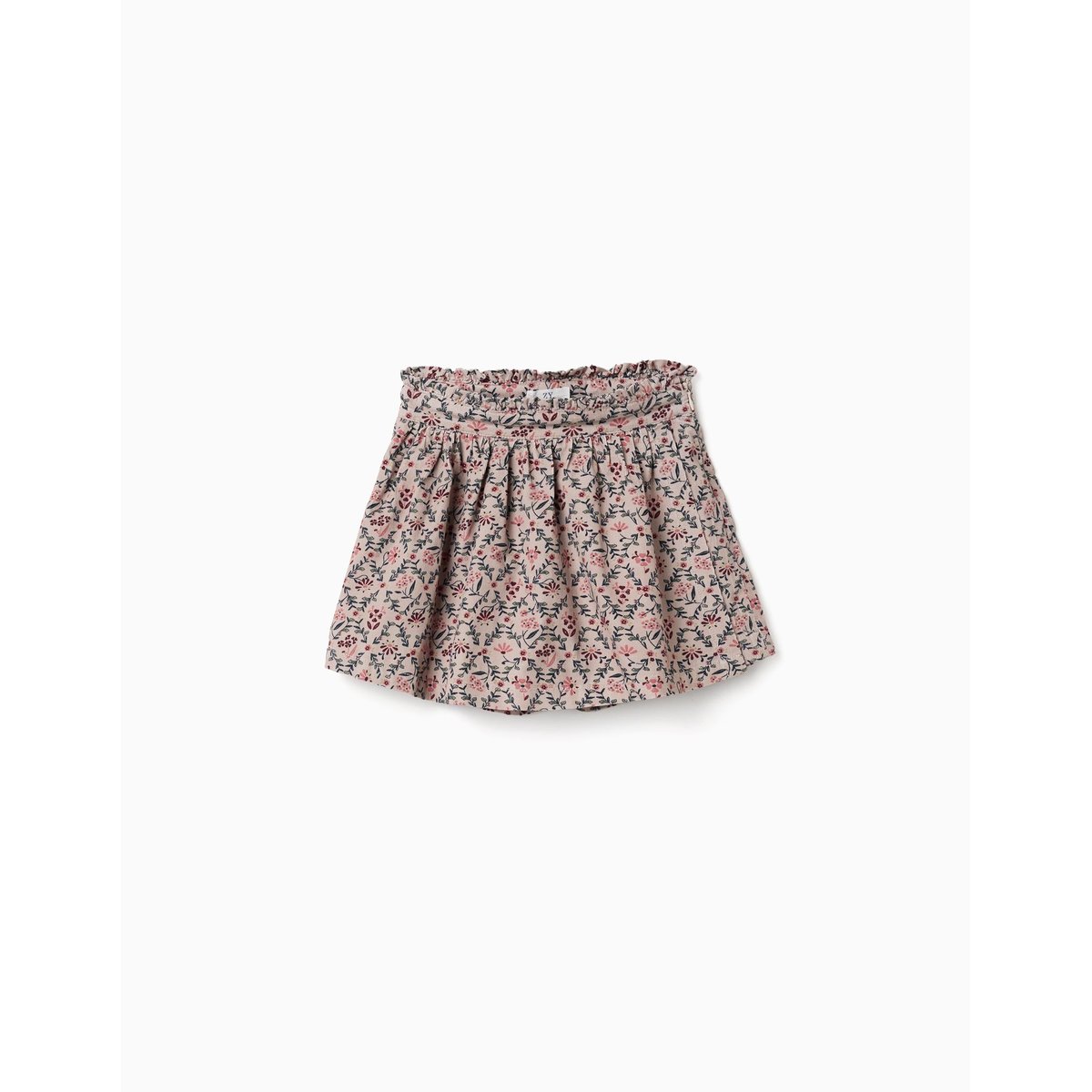 Jupe-short en velours côtelé avec motif floral beige clair, ZIPPY