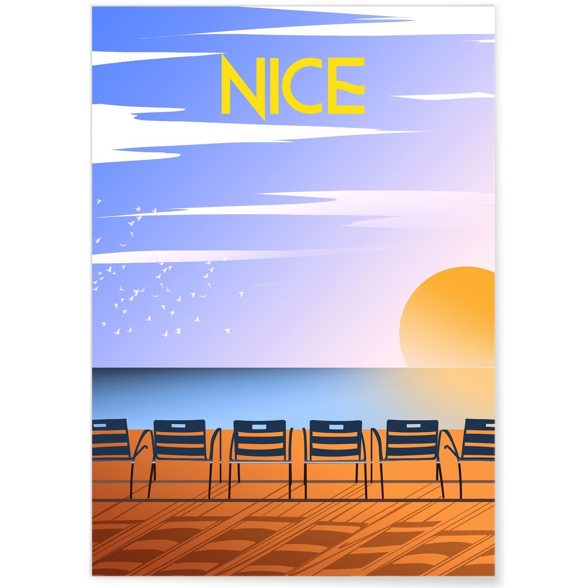 Affiche ville Nice blanc, L'AFFICHERIE