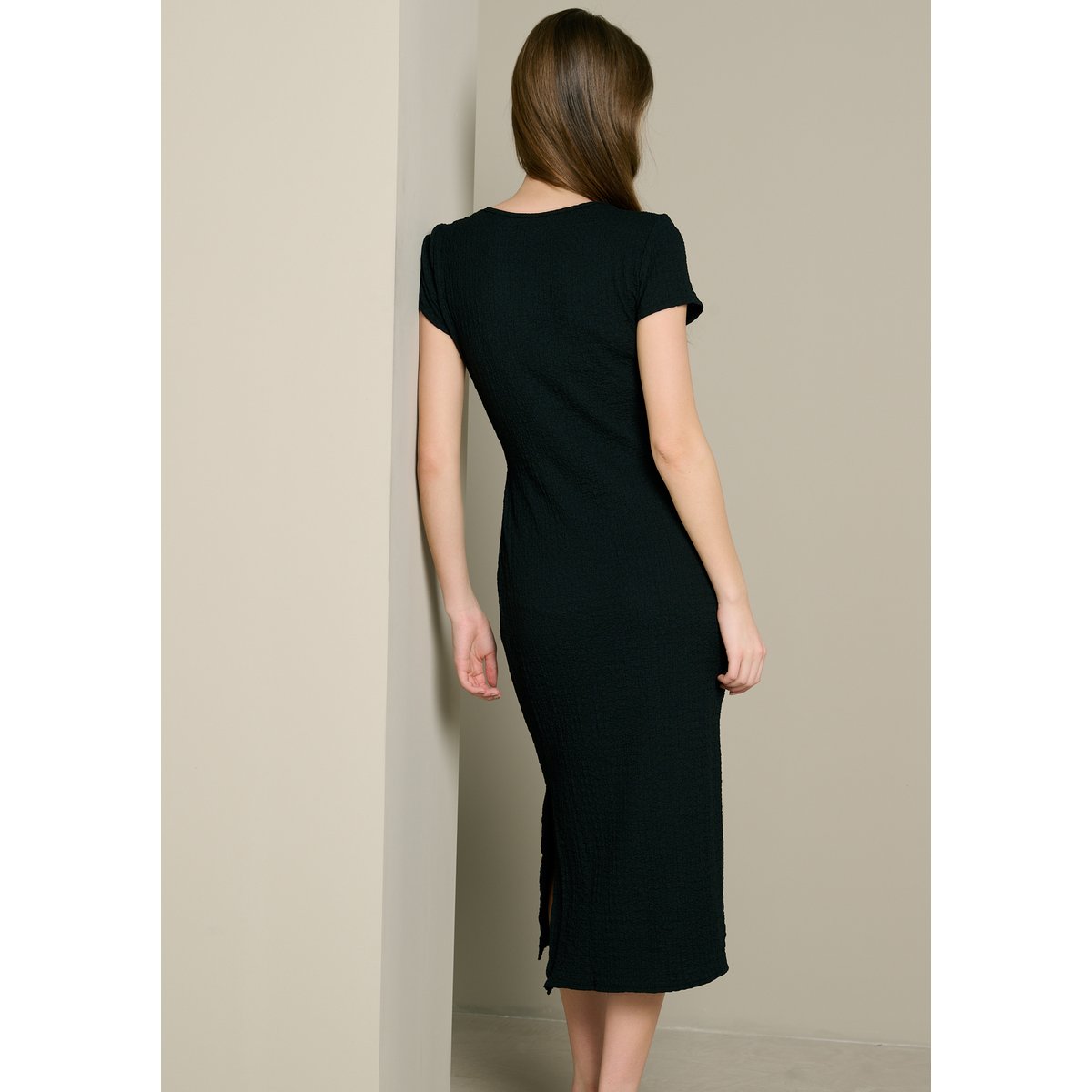 Robe maille twistée noir, LOLALIZA