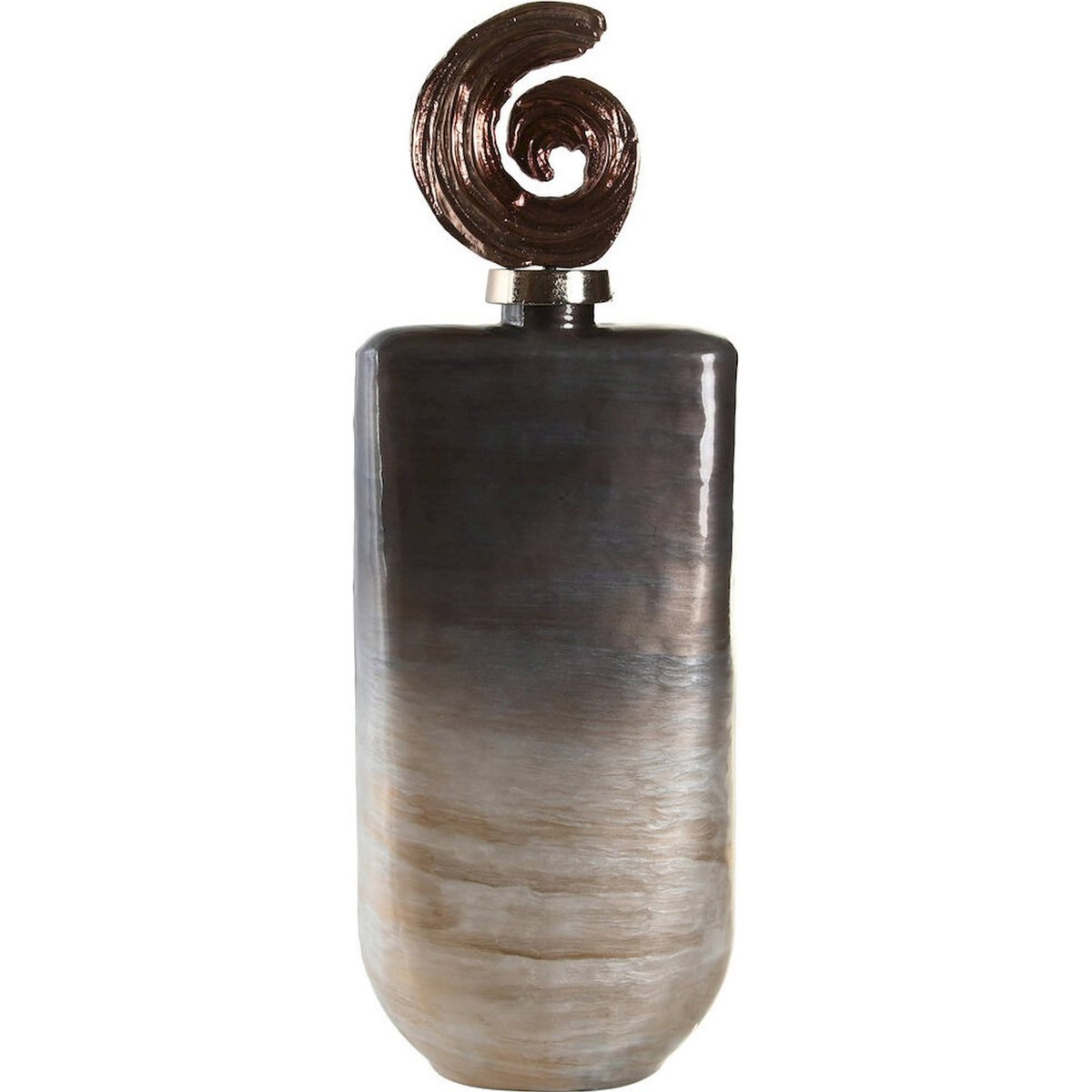 Vase en verre et aluminium, MODERNO ESRAL dégradé gris beige cuivre, RECOLLECTION