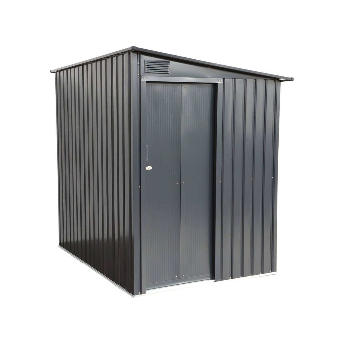 Abri de jardin adossable acier galvanisé 2,91m² avec porte coulissante et kit d'ancrage BRAY anthracite, SWEEEK