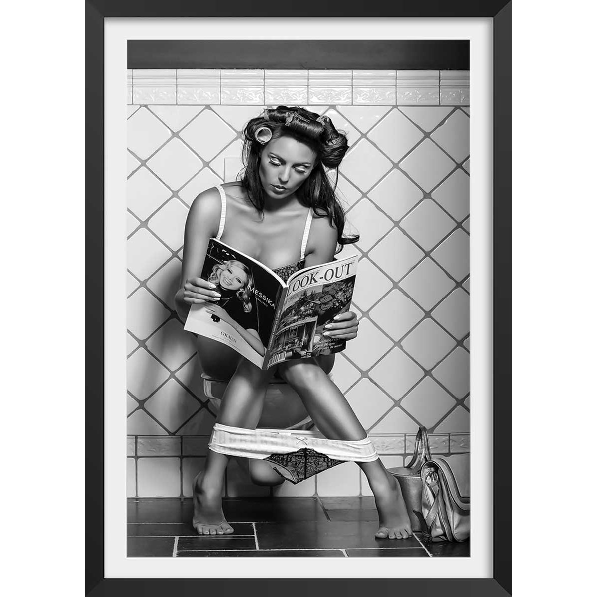 Affiche photographie Multitasking affiche + cadre en bois - noir, HEXOA