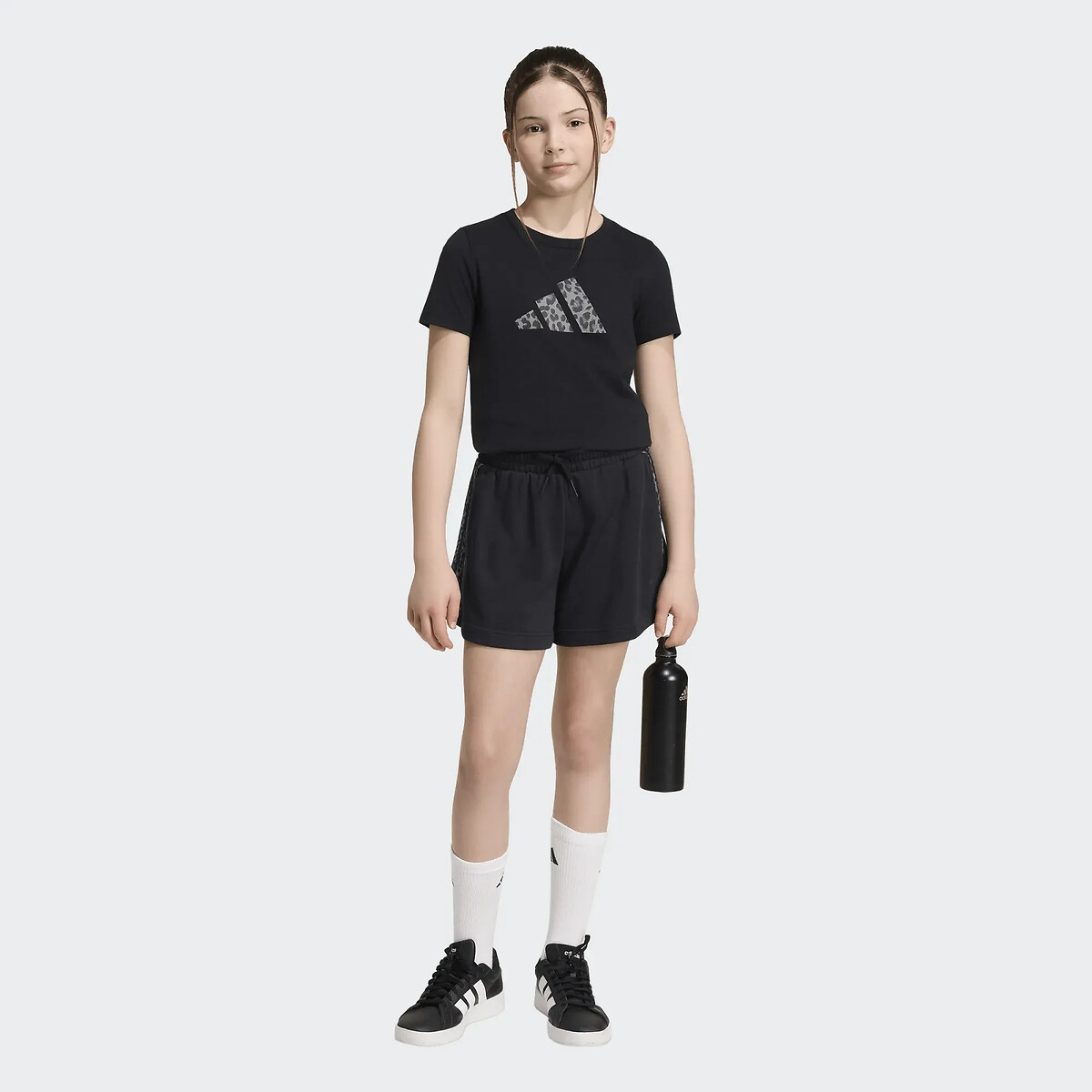 T-shirt manches courtes avec imprimé léopard noir, adidas Performance